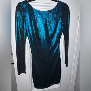 Super cute blue sparkle backless mini dress